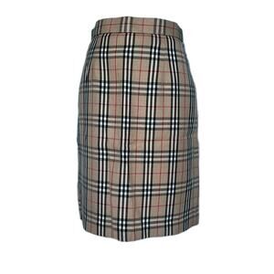 Dabida Vintage Angora Plaid Pencil Skirt Tan Red Black